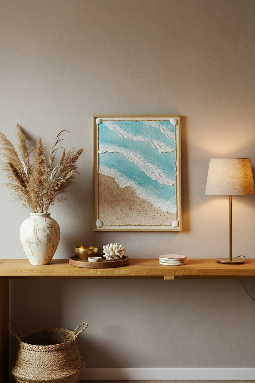 tableau en relief, mer et vagues texturées, art mural LOEV DECO