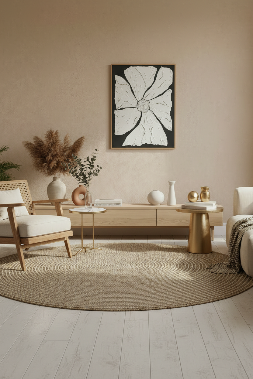 tableau en relief, texture en plâtre contemporain Fleur LOEV DECO