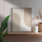 Tableau texturé arches beige blanc relief artisanal 24x30cm encadré fait main LOEV DECO