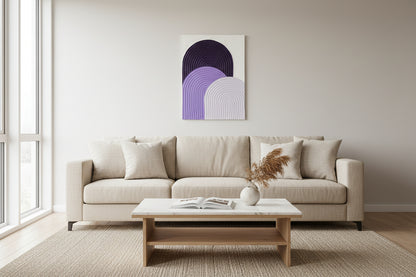 Décoration intérieure élégante - Tableau texturé violet blanc arches relief 30x40 cm - Art mural moderne fait main sur mesure
