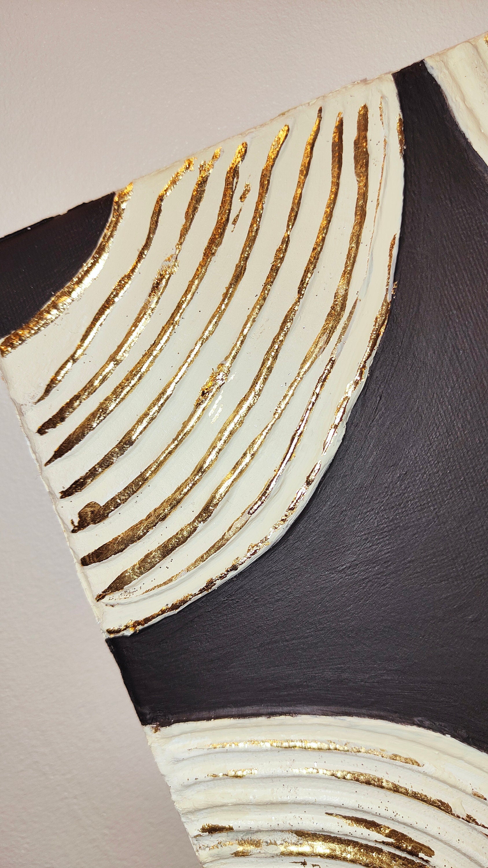 
Art texturé noir et doré relief élégant 30x40cm décoration murale cadre