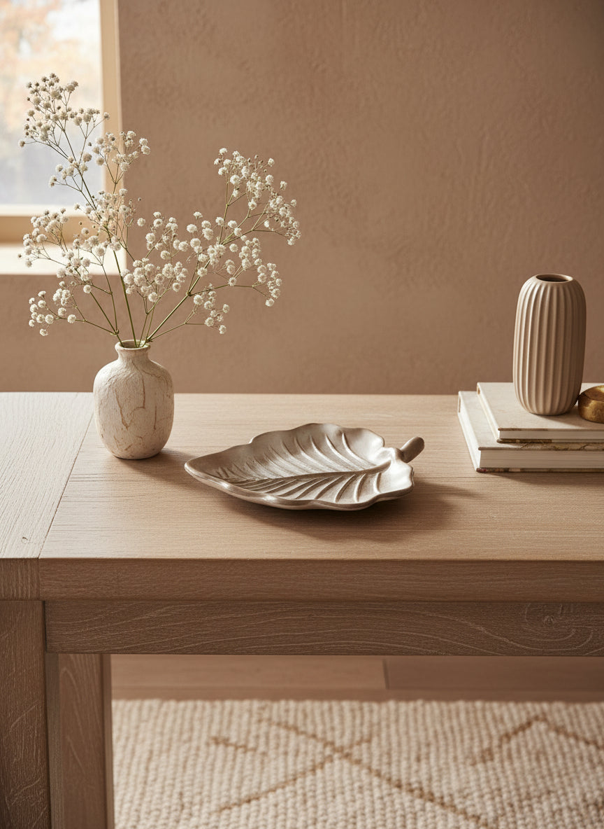 Plateau Décoratif, Forme Feuille - Vide-Poche - couleur au choix - Céramique Fait Main