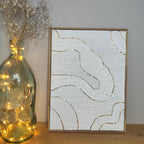 Art texturé blanc or relief élégant 30x40cm décoration murale cadre