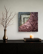 Tableau décoratif prune noir or relief artisanal texture fait main 20x20cm
