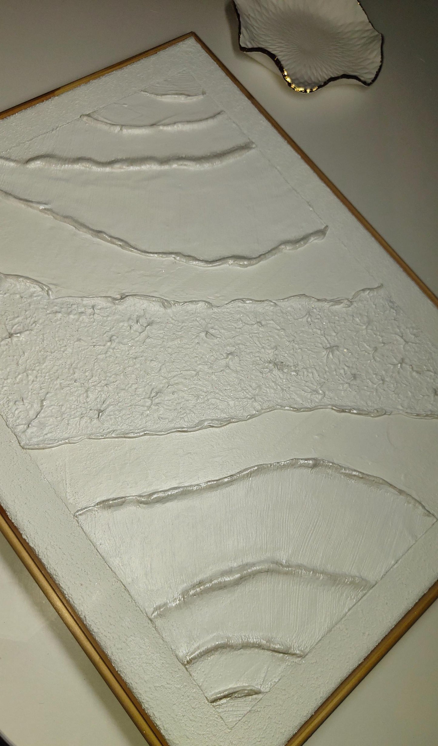 Art texturé blanc iridescent relief élégant 30x40cm décoration murale cadre LOEV