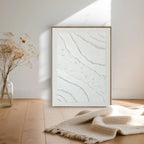 Tableau relief blanc iridescent texture matière paillettes 30x40cm art mural encadré