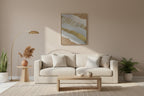 Décoration murale texturée blanc beige doré relief 40x50cm encadré sophistiqué