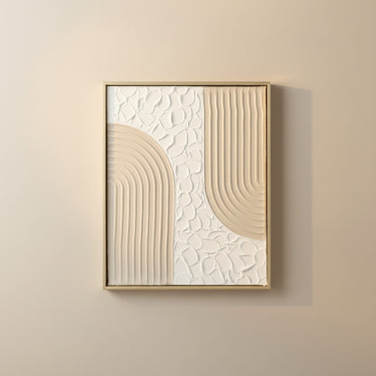 Tableau relief arches beige blanc texture organique 24x30cm art mural encadré premium