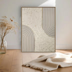 Tableau texturé beige or relief artisanal 30x40cm encadré fait main LOEV DECO