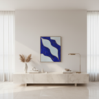 art mural en relief design feuille d'or bleu et blanc LOEV