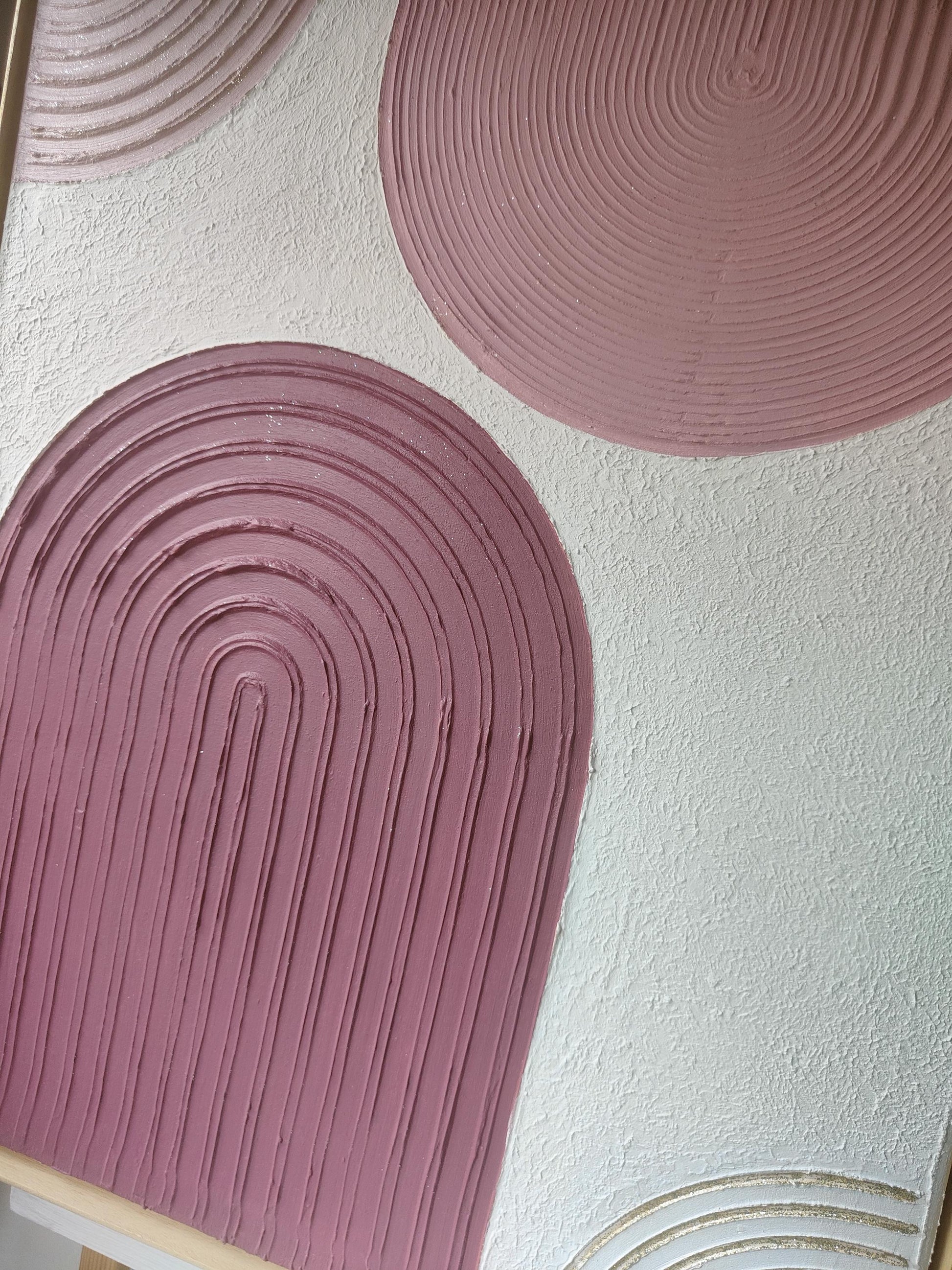 Tableau relief arches violet rose texture organique 40x50cm art mural encadré premium