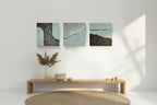 Triptyque texturé vert noir or relief artisanal 3x20x20cm fait main LOEV DECO