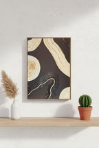 Art mural texturé noir doré relief minimaliste 30x40cm encadré France