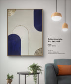 ableau texturé bleu blanc or arches relief 30x40cm art mural fait main LOEV DECO