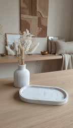 Plateau vase céramique texturé rosé cuivré avec fleurs séchées - fait main France LOEV DECO
