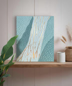 Art mural texturé vert doré relief minimaliste 24x29cm encadré France