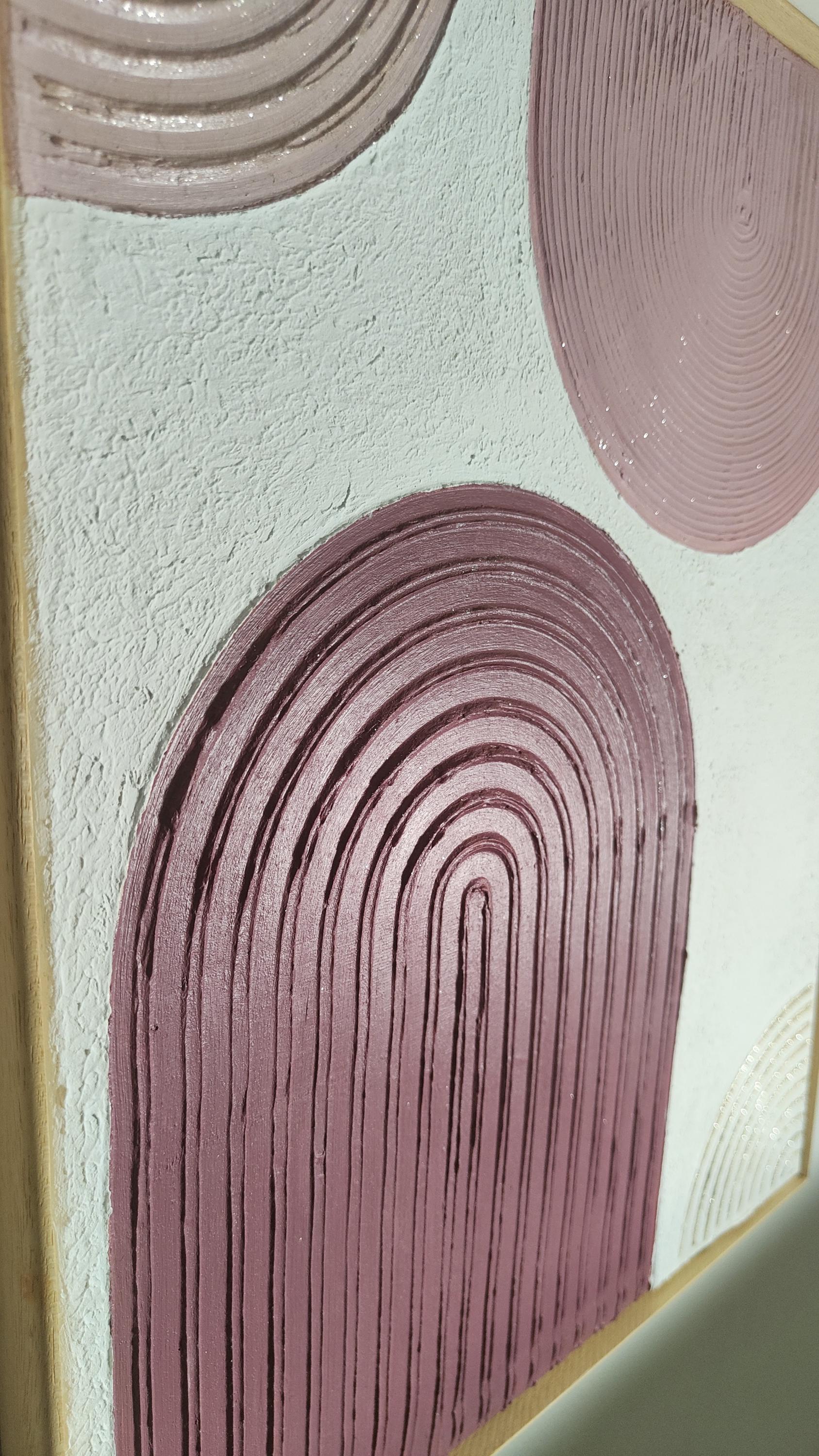 Tableau décoratif arches violet rose relief artisanal texture fait main 40x50cm