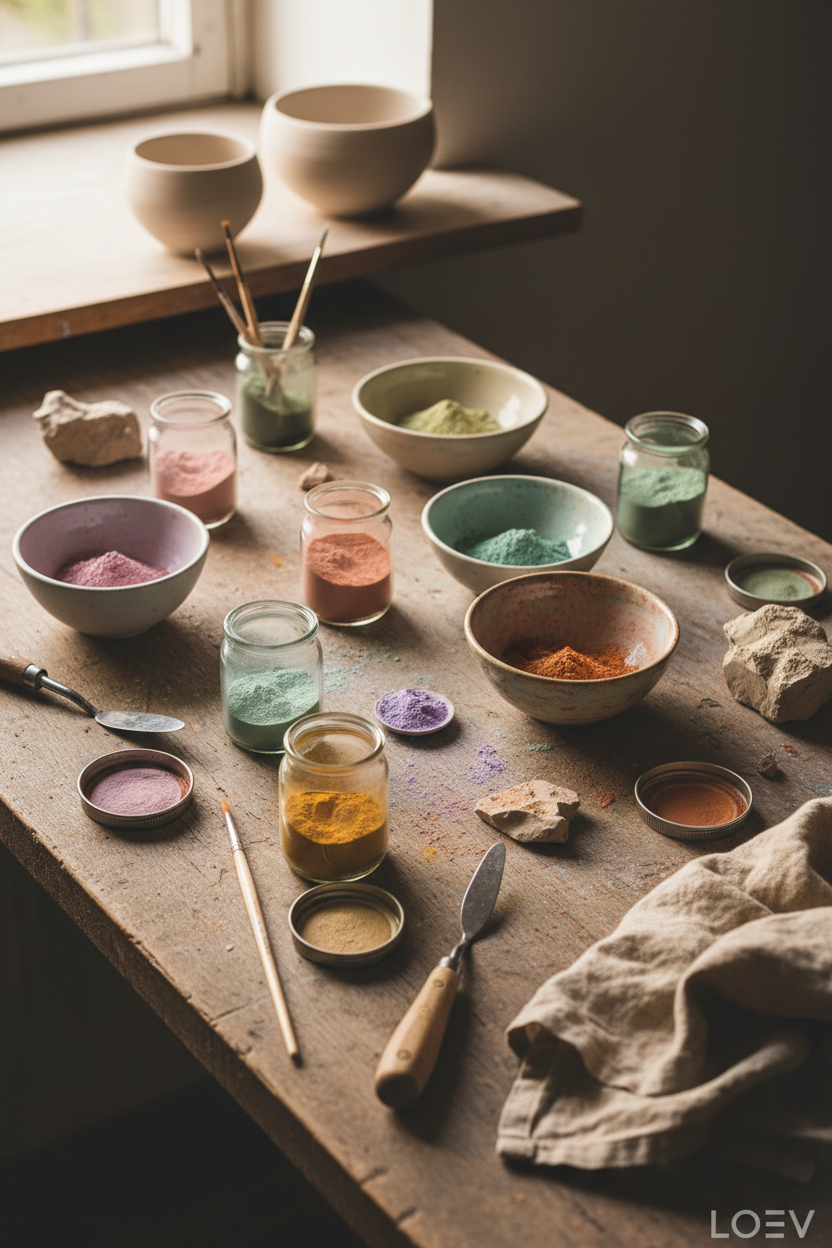 Atelier artisanal LOEV DECO - pigments céramique couleurs personnalisées France
