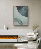 oeuvre mural abstrait et relief pièce unique feuille d'or bleu loev deco