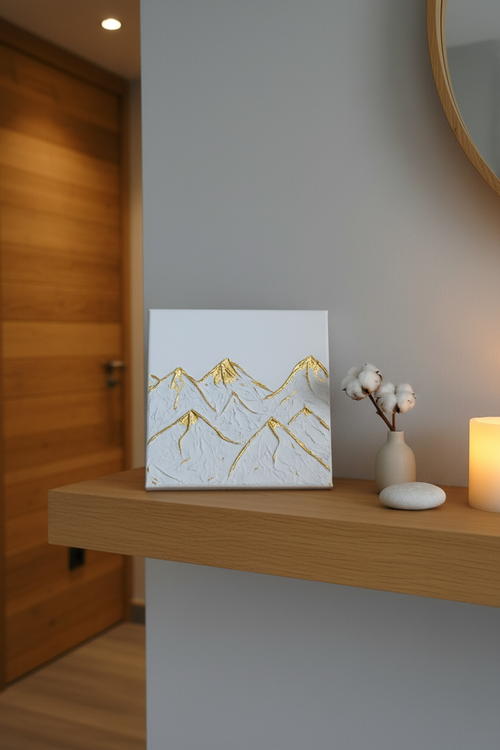 Toile texture moderne montagne fait main - décoration chalet - 20*20