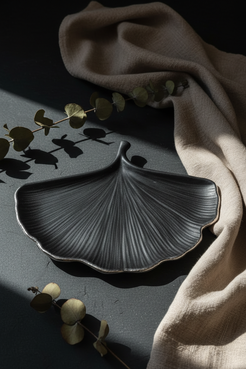 vide poche chic noir et argent - accessoire déco unique fait main

