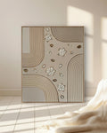 Tableau texturé beige or arches fleurs relief 40x50cm fait main LOEV DECO
