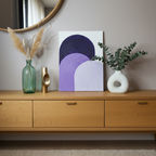 Décoration murale moderne violet blanc - Tableau texturé arches en relief 30x40 cm fait main France - Idée cadeau art mural élégant
