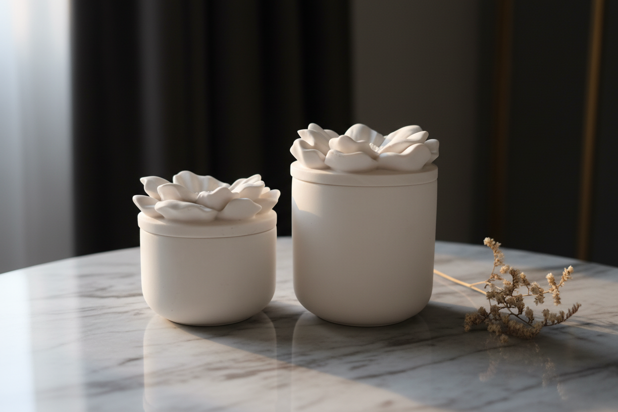 Duo boîtes céramique fleur lifestyle
