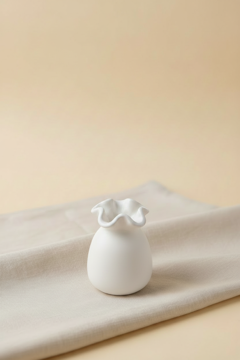 Mini Vase Céramique Liseré Feuille d'Or — Fait Main en France