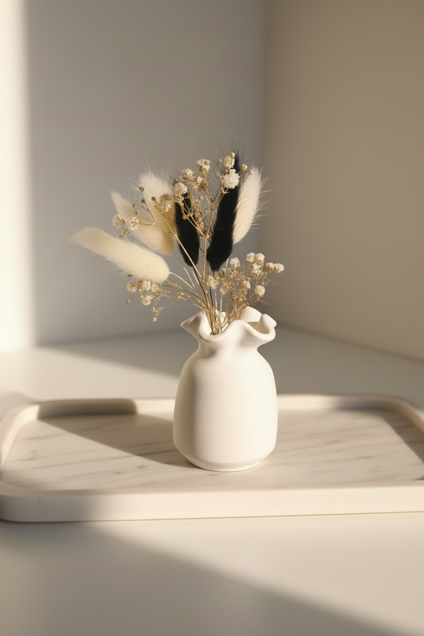 Mini Vase Céramique Liseré Feuille d'Or — Fait Main en France