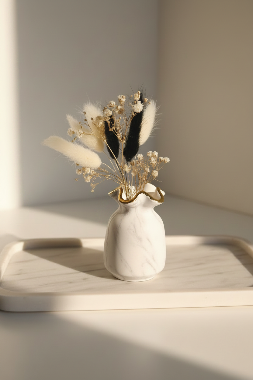 Mini Vase Céramique Liseré Feuille d'Or — Fait Main en France