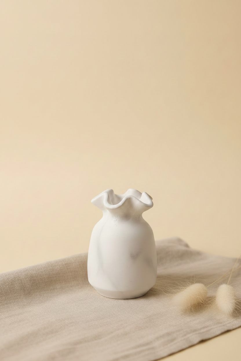 Mini Vase Céramique Liseré Feuille d'Or — Fait Main en France