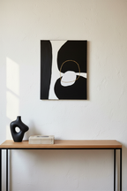 Tableau texturé noir beige or relief organique 40x50cm encadré fait main LOEV DECO