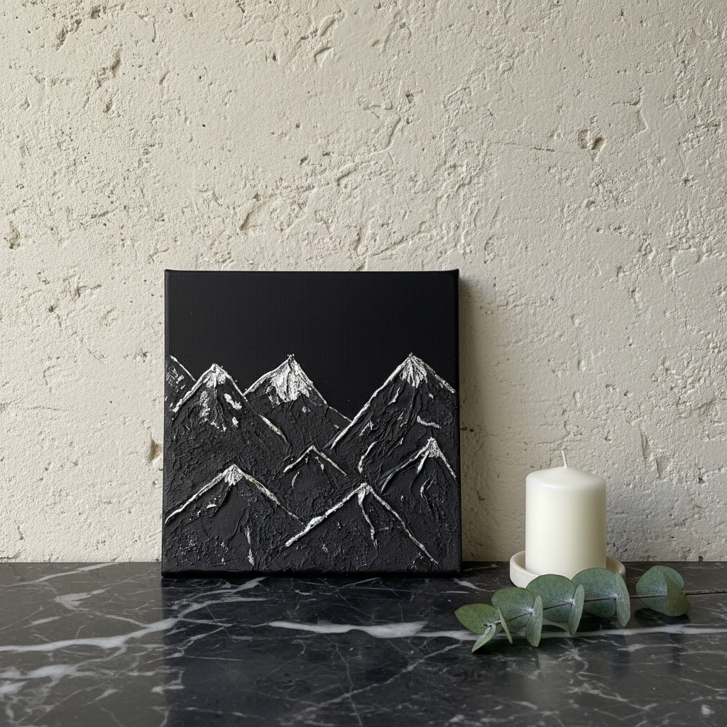 Mini toile déco en relief- Montagne texturé 20*20 cm