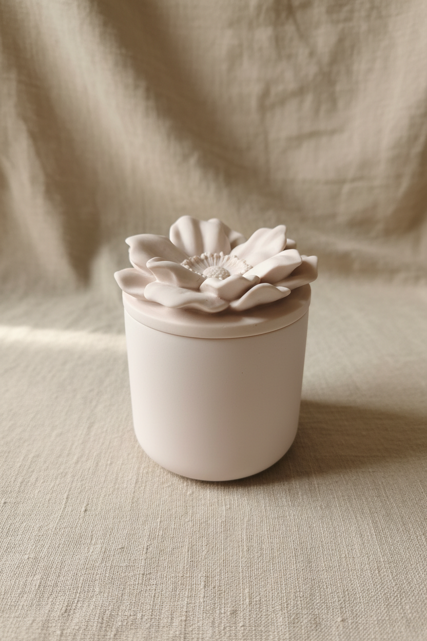 Pot avec couvercle fleur - esprit lin