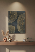 Tableau texturé noir or relief artisanal 30x40cm feuille d'or véritable cadre inclus fait main LOEV DECO

