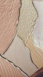 Tableau Texturé Rose Soleil Or - Relief Artisanal - 30x40 cm - Cadre Inclus