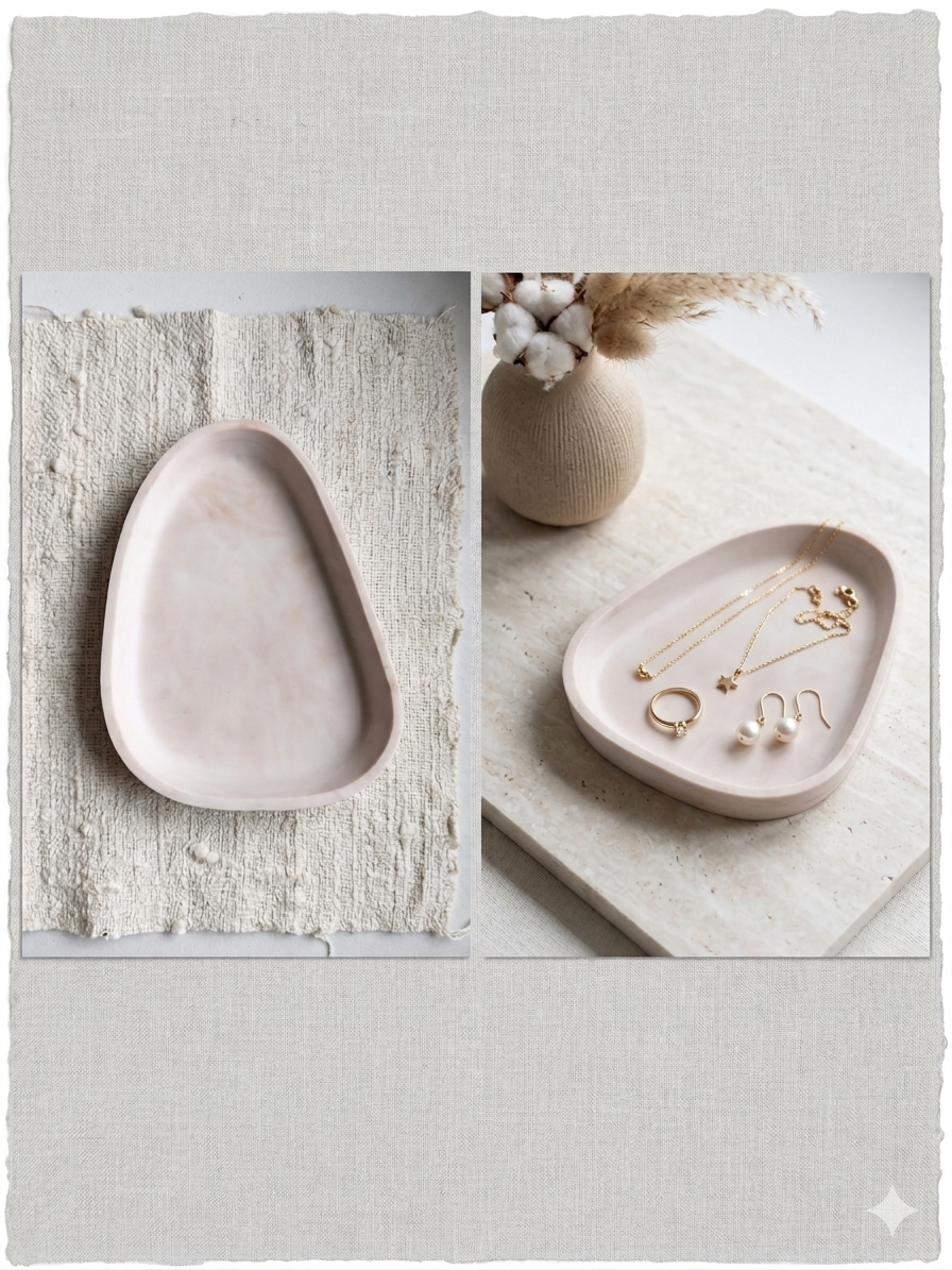 Coupelle Organique Effet Marbre - Vide-Poche Céramique Fait Main