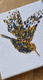 Colibri — Toile Texturée Originale Faite Main 20x20 cm