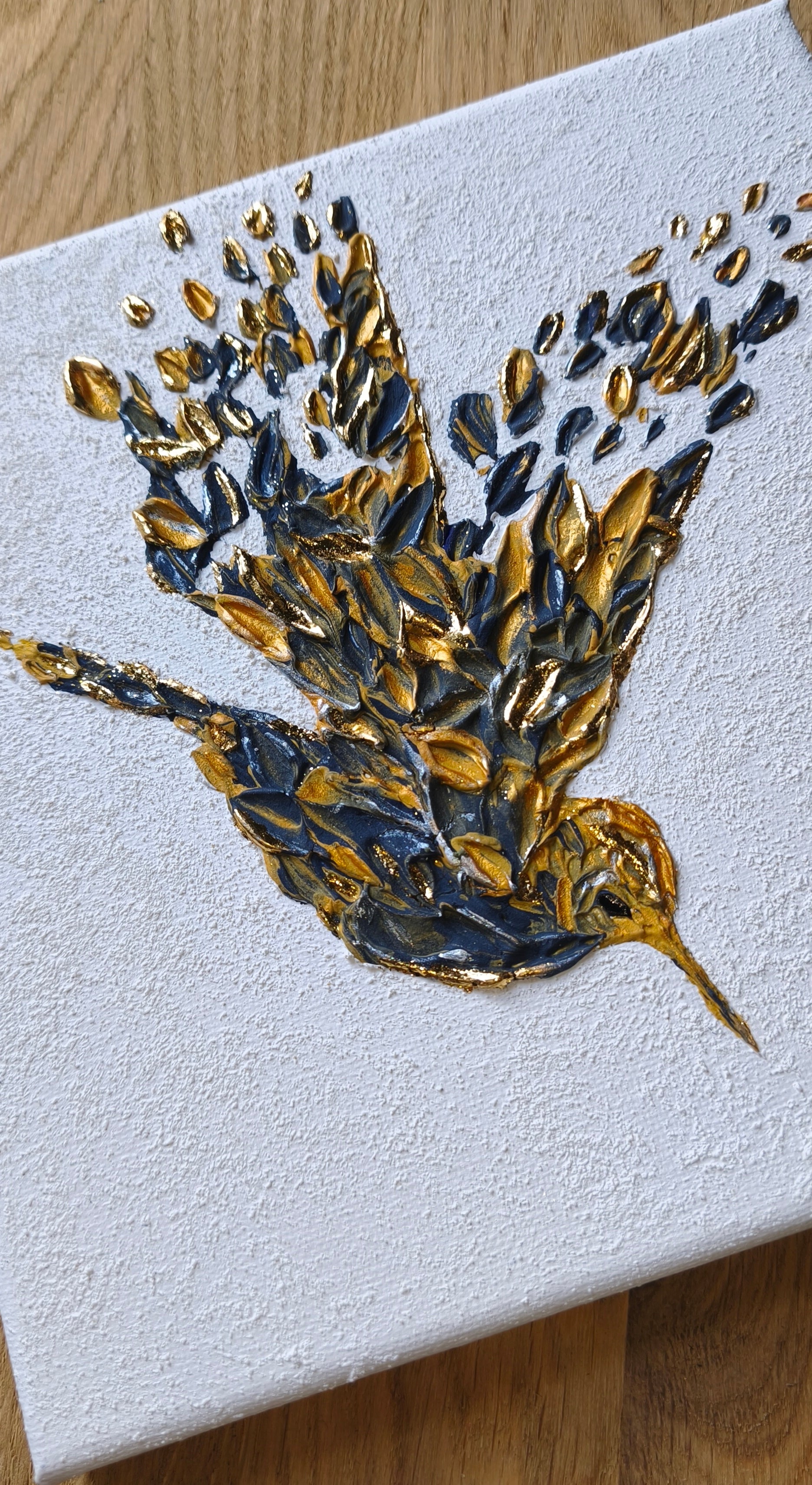 Colibri — Toile Texturée Originale Faite Main 20x20 cm