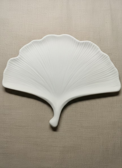 Plateau décoratif forme feuille blanc effet pailleté 14,5 × 18 cm - vide-poche céramique