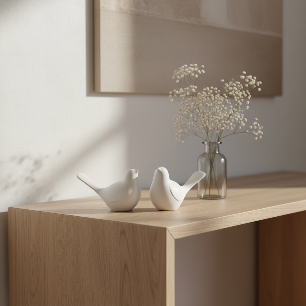 Duo d'Oiseaux Décoratifs en Céramique LOEV