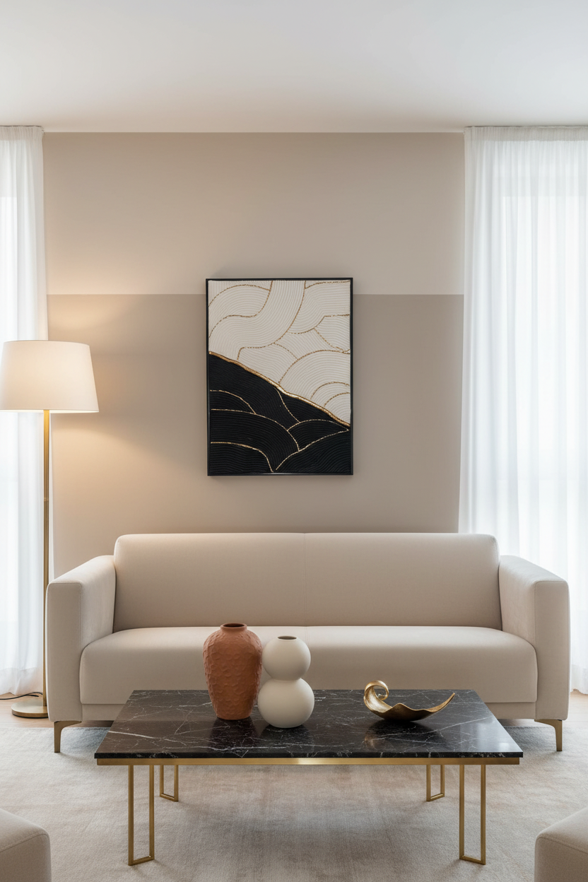 Tableau noir blanc or détail vagues relief feuille d'or 30x40cm