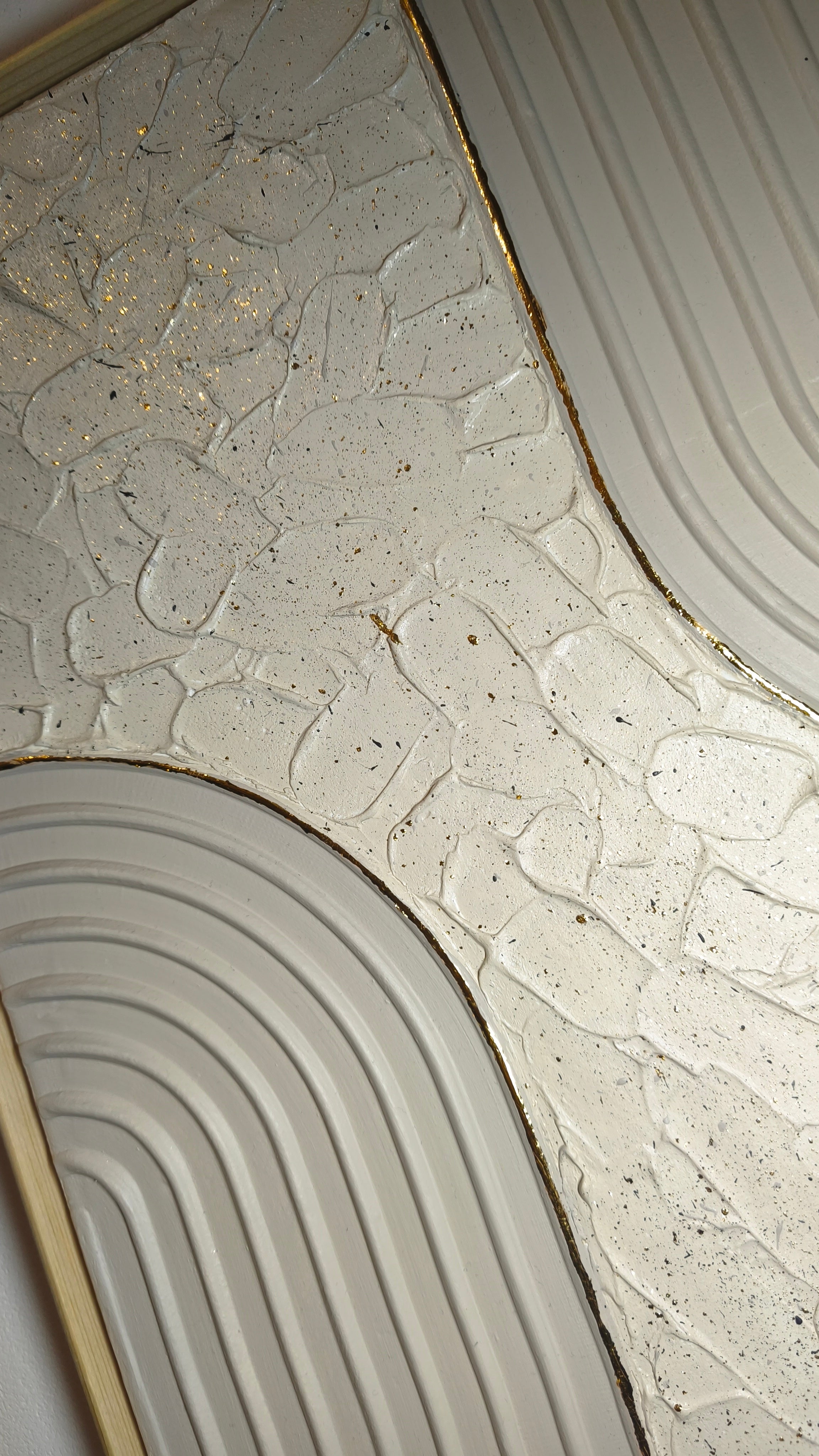 Tableau Relief Beige Or 30x40cm Encadré - Art Mural Texturé Fait Main | LOEV DECO