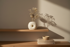 Vase Fleur Céramique Feuille d'Or - Design Texturé Artisanal LOEV