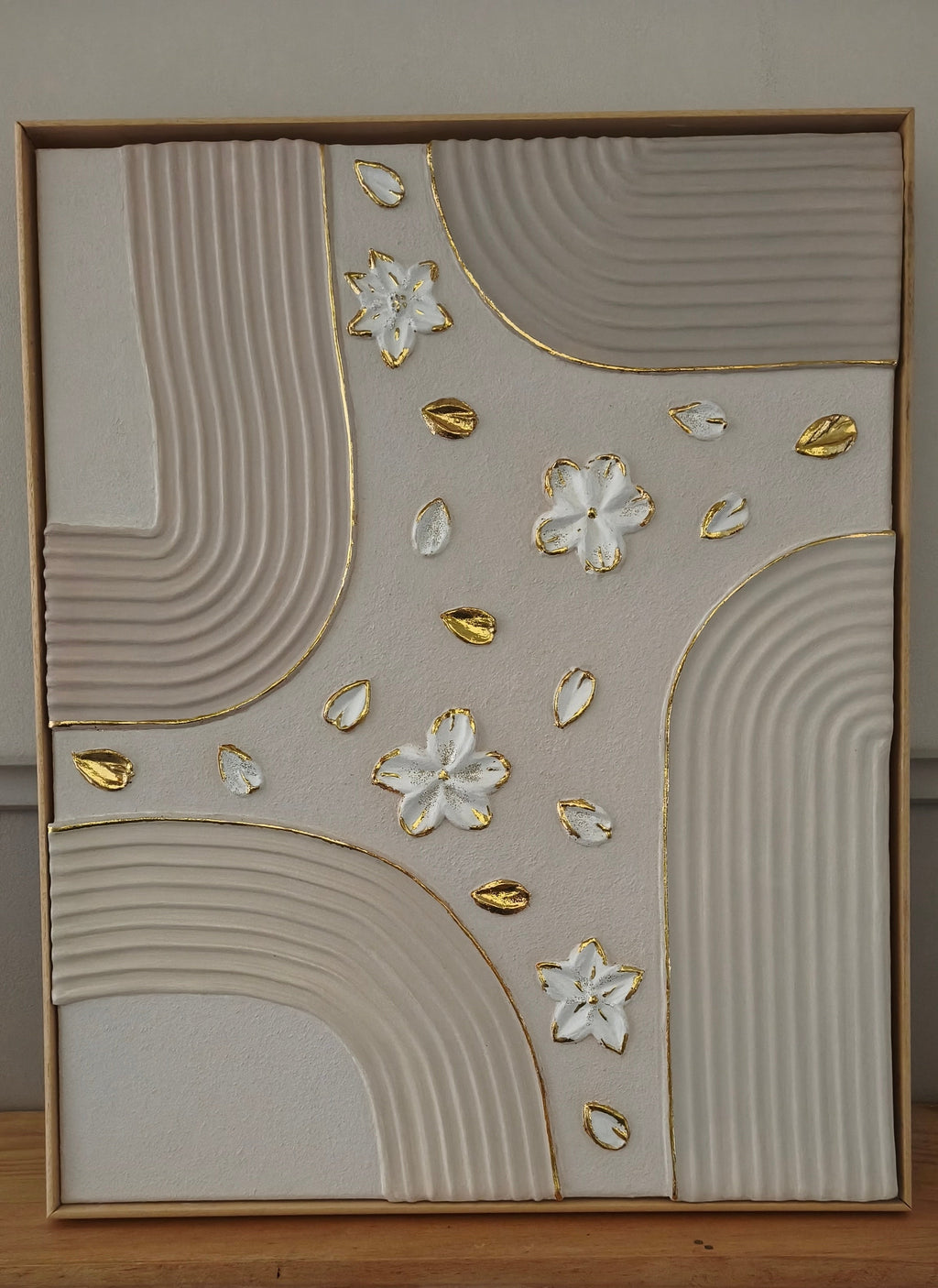 Tableau relief, décoration murale unique pour chambre fille. Art texturé fait main, pièce unique 40*50 cm