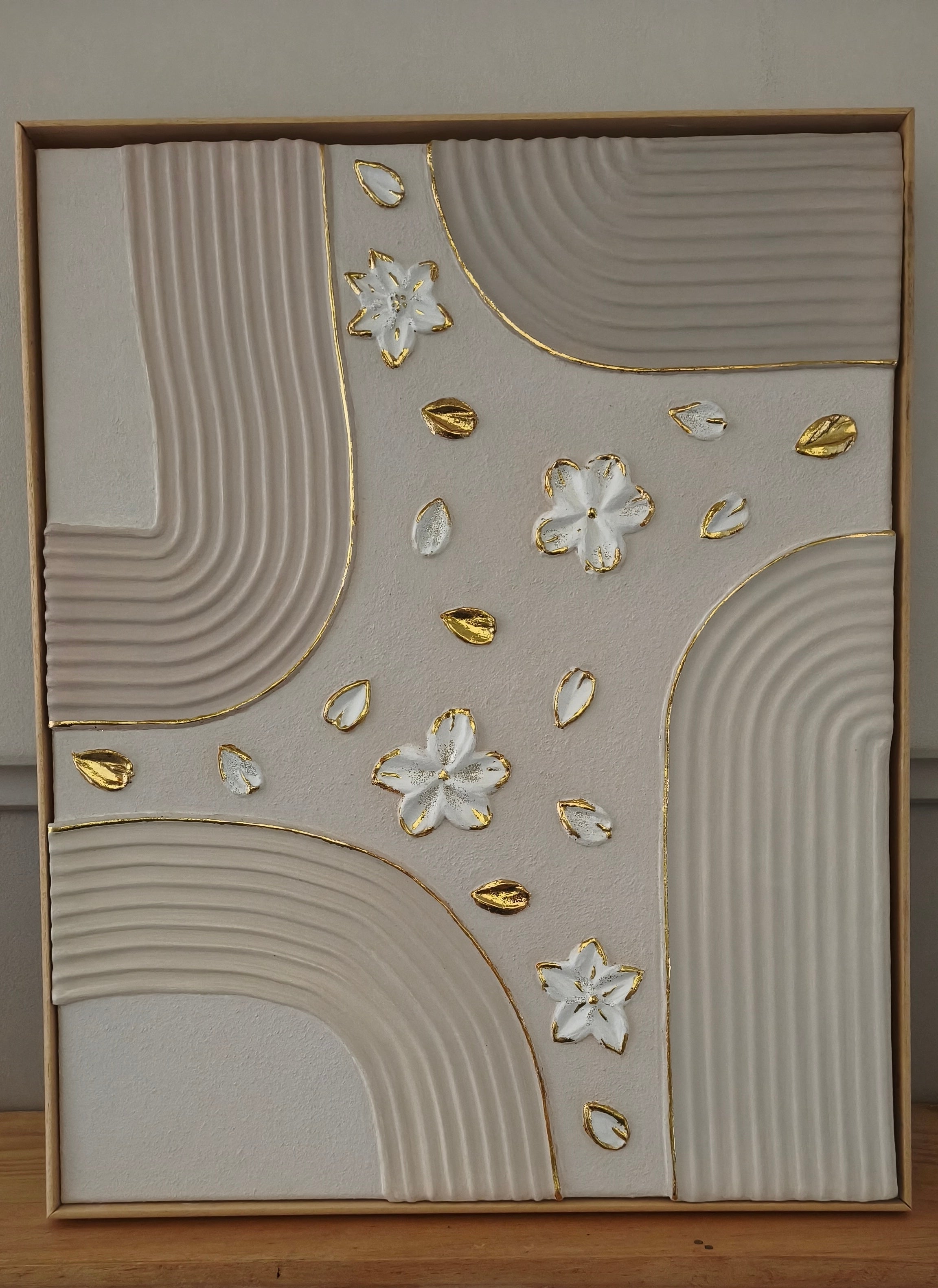 Tableau relief, décoration murale unique pour chambre fille. Art texturé fait main, pièce unique 40*50 cm