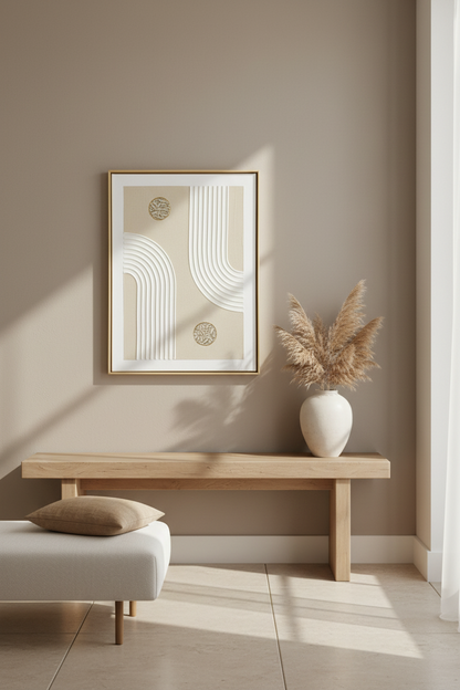 tableau déco texturé beige neutral or  esprit contemporain 30*40
