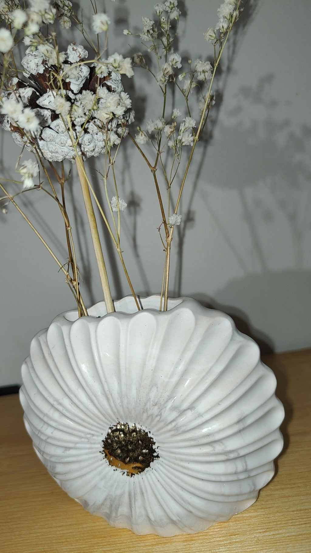 Vase Fleur Céramique Feuille d'Or - Design Texturé Artisanal LOEV