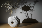 Vase Fleur Céramique Feuille d'Or - Design Texturé Artisanal LOEV